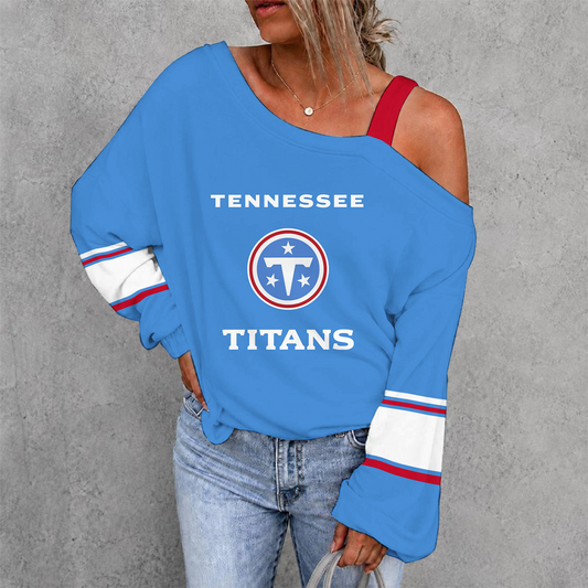 [TOUCHDOWN DEAL] NEW CUSTOMIZED NFL31 TST TENNESSEE TITANS WOMEN'S OFF-SHOULDER LONG SLEEVE SHIRT