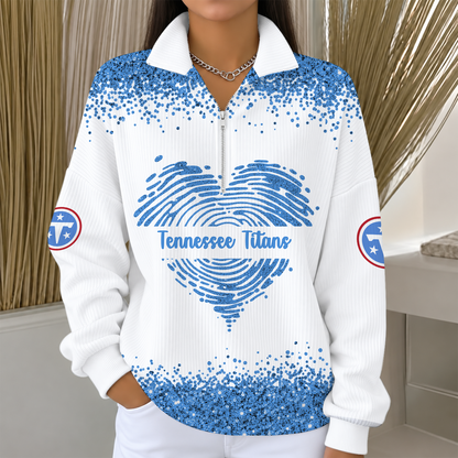 [TOUCHDOWN DEAL] NEW CUSTOMIZED NFL31 TST THE TITANS QUARTER ZIP RIBBED SWEATER