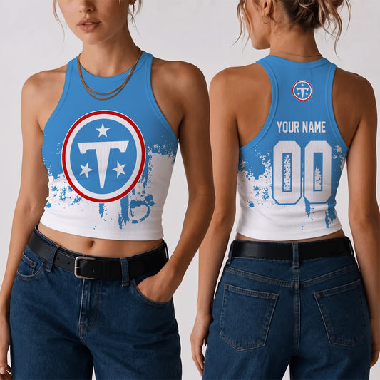 [TOUCHDOWN DEAL] NEW CUSTOMIZED NFL31 TST THE TITANS WOMEN'S CROP TOP