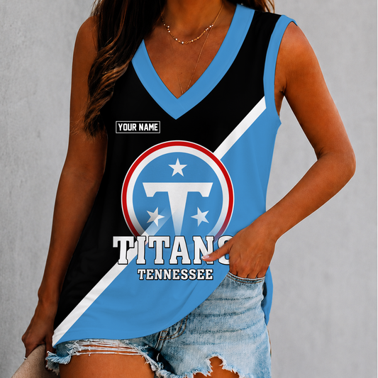 [TOUCHDOWN DEAL] NEW CUSTOMIZED NFL31 TST TENNESSEE TITANS WOMEN'S V-NECK TANK TOP