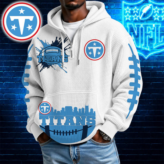 [TOUCHDOWN DEAL] NEW CUSTOMIZED NFL31 TST TENNESSEE TITANS WAFFLE FULL ZIP HOODIE