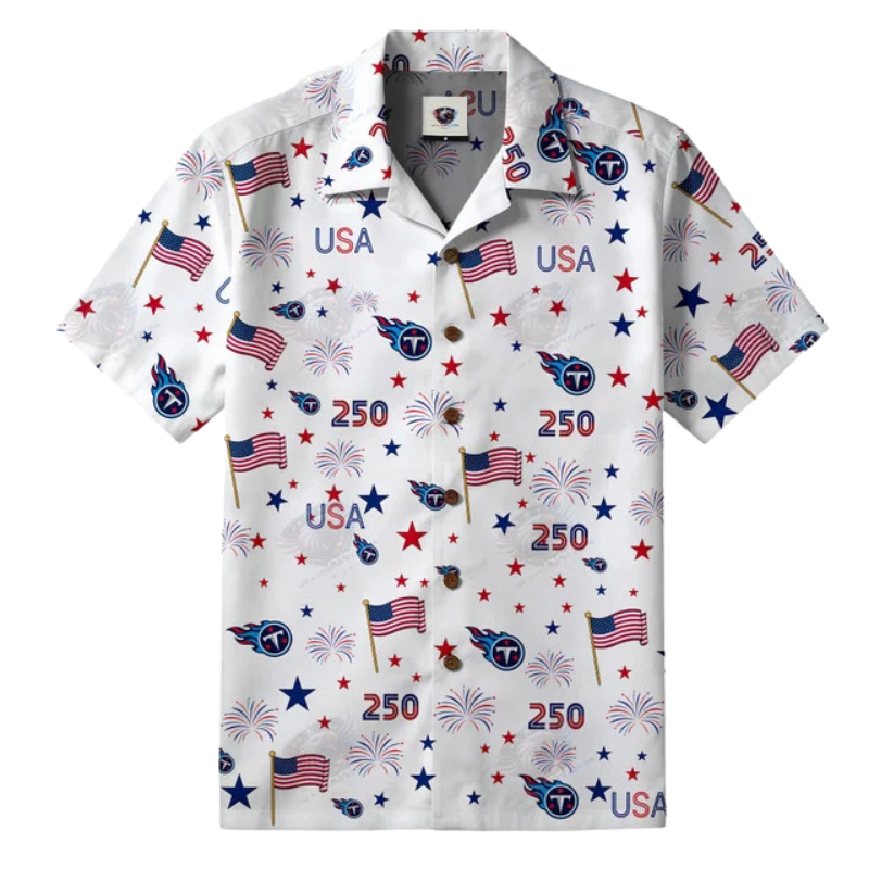 [TOUCHDOWN DEAL] NEW CUSTOMIZED NFL31 TST TENNESSEE TITANS PATRIOTIC 250 USA HAWAIIAN SHIRT