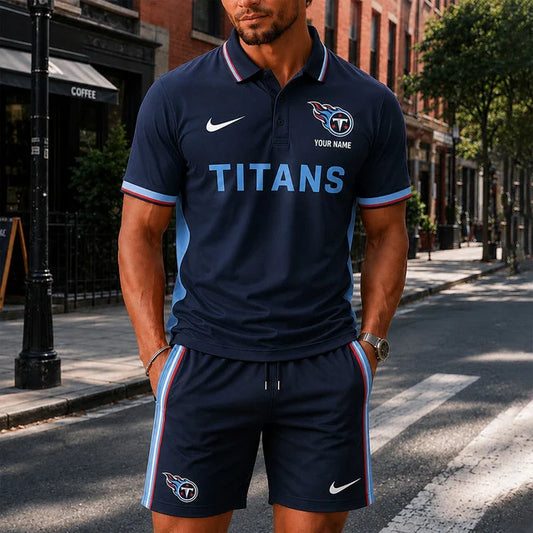 [TOUCHDOWN DEAL] NEW CUSTOMIZED NFL31 TST TENNESSEE TITANS POLO SHIRT & SHORT PANTS