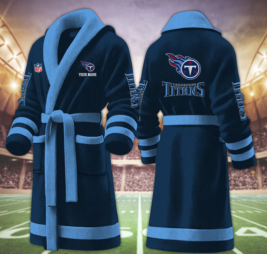 [TOUCHDOWN DEAL] NEW CUSTOMIZED NFL31 TST TENNESSEE TITANS MULTICOLOR FLEECE BATHROBE