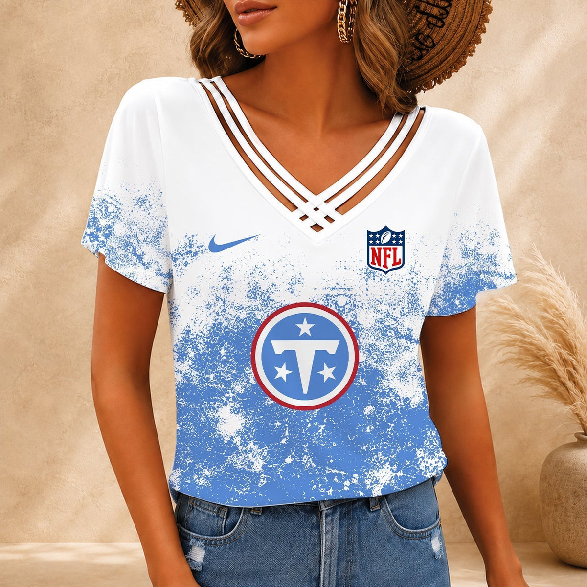[TOUCHDOWN DEAL] NEW CUSTOMIZED NFL31 TST TENNESSEE TITANS V-NECK SHIRT