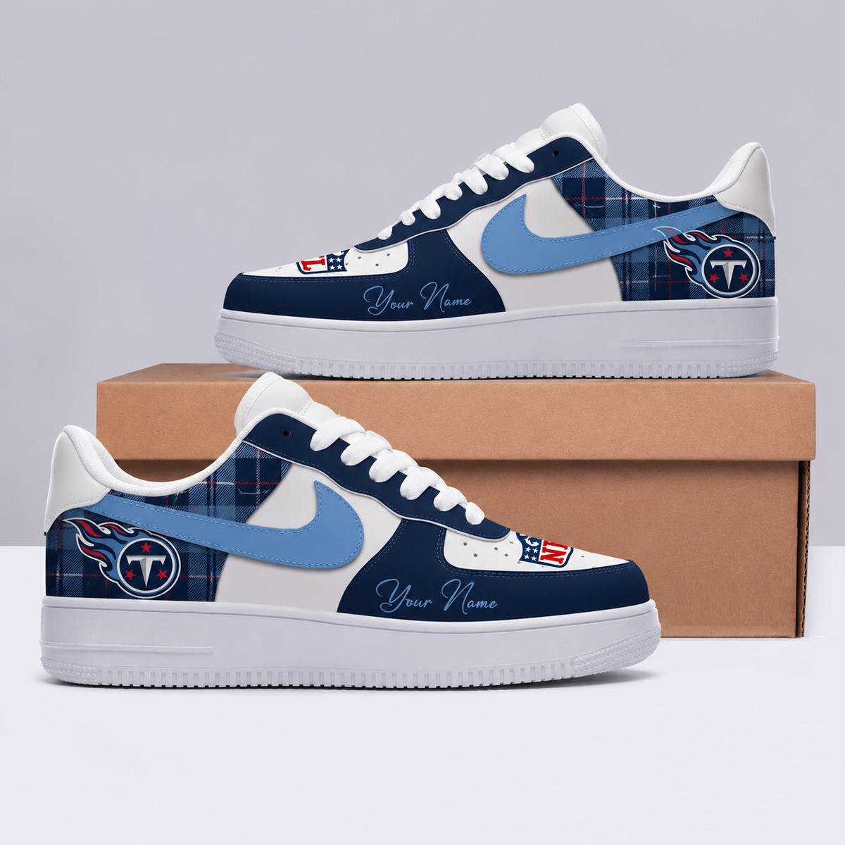 [TOUCHDOWN DEAL] NEW CUSTOMIZED NFL31 TST TENNESSEE TITANS AF1 SHOES