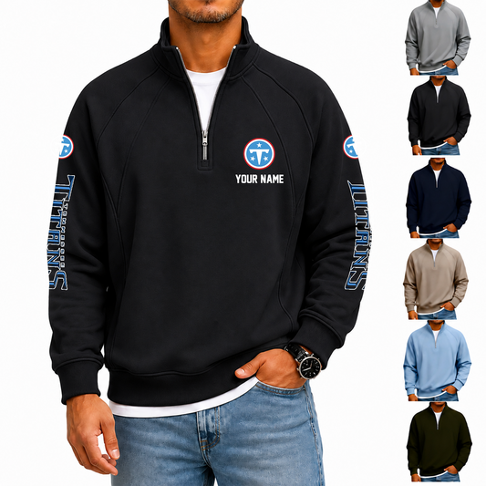 [TOUCHDOWN DEAL] NEW CUSTOMIZED NFL31 TST TENNESSEE TITANS MEN'S QUARTER ZIP PULLOVER