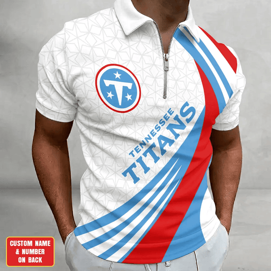 [TOUCHDOWN DEAL] NEW CUSTOMIZED NFL31 TST TENNESSEE TITANS ZIP POLO SHIRT