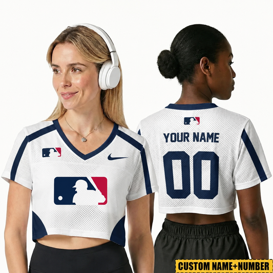 [HOMERUN DEAL] NEW CUSTOMIZED MLB31 MAJOR LEAGUE BASEBALL V-NECK JERSEY CROP TOP