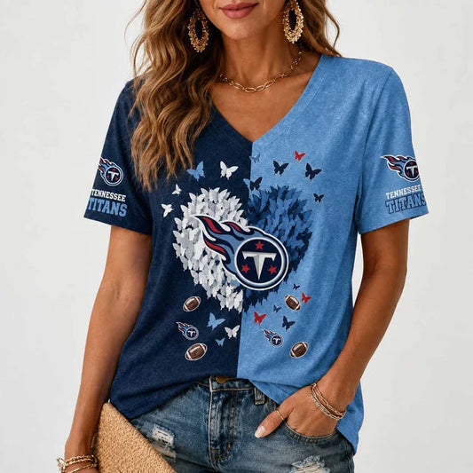 [TOUCHDOWN DEAL] NEW CUSTOMIZED NFL31 TST TENNESSEE TITANS V-NECK FEMALE SHIRT