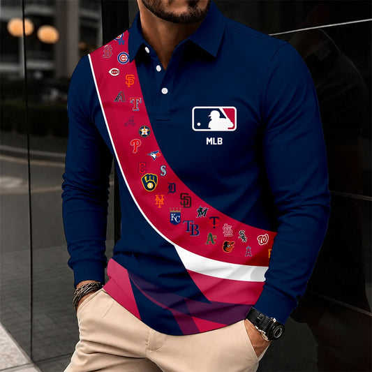 [HOMERUN DEAL] NEW CUSTOMIZED MLB32 ALL TEAMS MEN'S LONG SLEEVE POLO