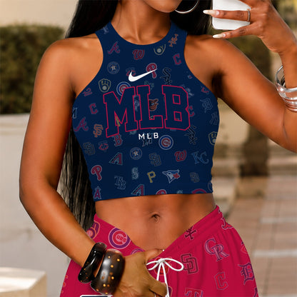 [HOMERUN DEAL] NEW CUSTOMIZED MLB32 ALL TEAMS WOMEN'S CROP TOP & LONGPANTS SET