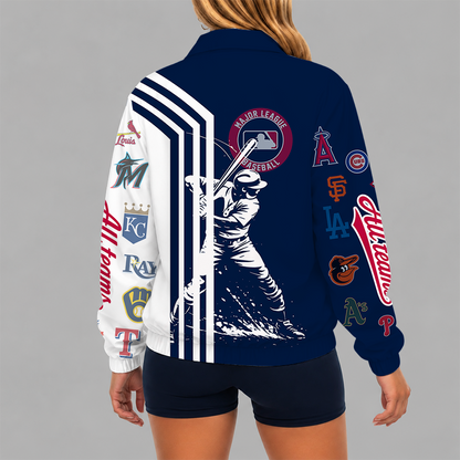 [HOMERUN DEAL] NEW CUSTOMIZED MLB32 MLB ALL TEAMS V-NECK ZIPPER SWEATSHIRT JACKET