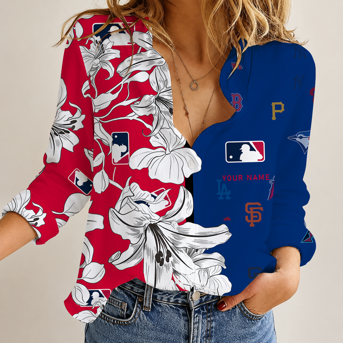 [HOMERUN DEAL] NEW CUSTOMIZED MLB32 MLB ALL TEAMS WOMEN CASUAL SHIRT