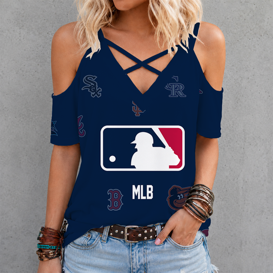 [HOMERUN DEAL] NEW CUSTOMIZED MLB32 MLB ALL TEAMS CRISS CROSS V-NECK TOP