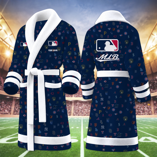 [HOMERUN DEAL] NEW CUSTOMIZED MLB32 ALL TEAMS MULTICOLOR FLEECE BATHROBE