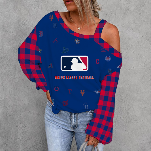 [HOMERUN DEAL] NEW CUSTOMIZED MLB32 ALL TEAMS WOMEN'S OFF-SHOULDER LONG SLEEVE SHIRT