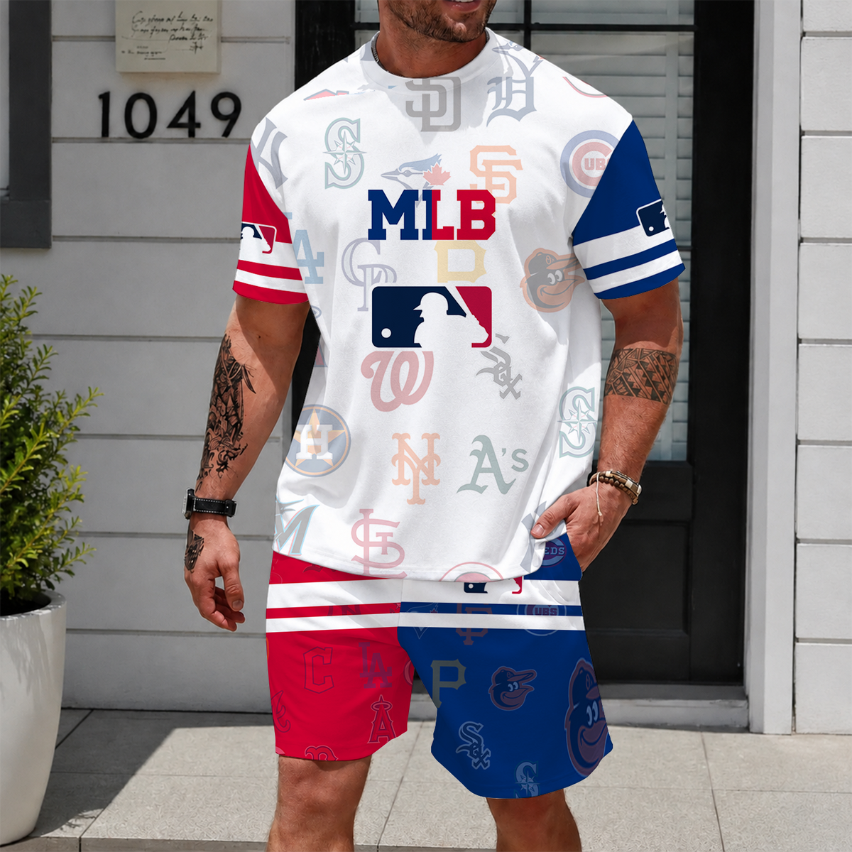 [HOMERUN DEAL] NEW CUSTOMIZED MLB32 ALL TEAMS UNISEX T-SHIRT & SHORTS SET