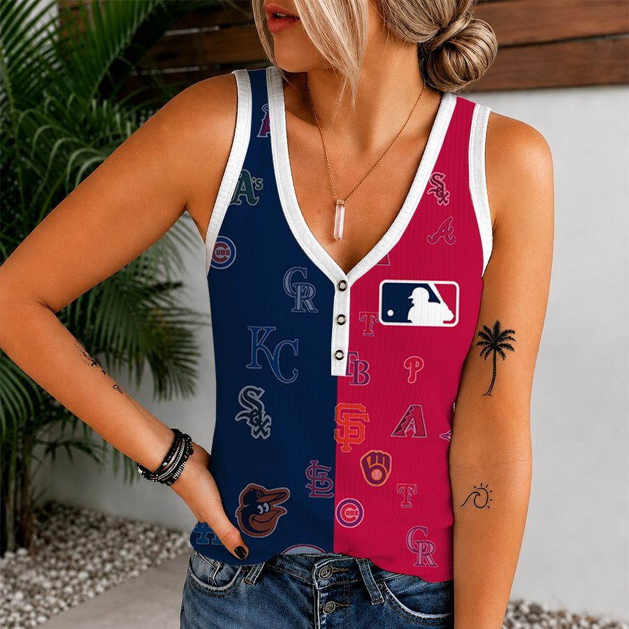 [HOMERUN DEAL] NEW CUSTOMIZED MLB32 BBA MLB ALL TEAMS WOMEN'S V-NECK TANK TOP