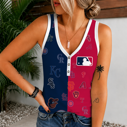 [HOMERUN DEAL] NEW CUSTOMIZED MLB32 BBA MLB ALL TEAMS WOMEN'S V-NECK TANK TOP