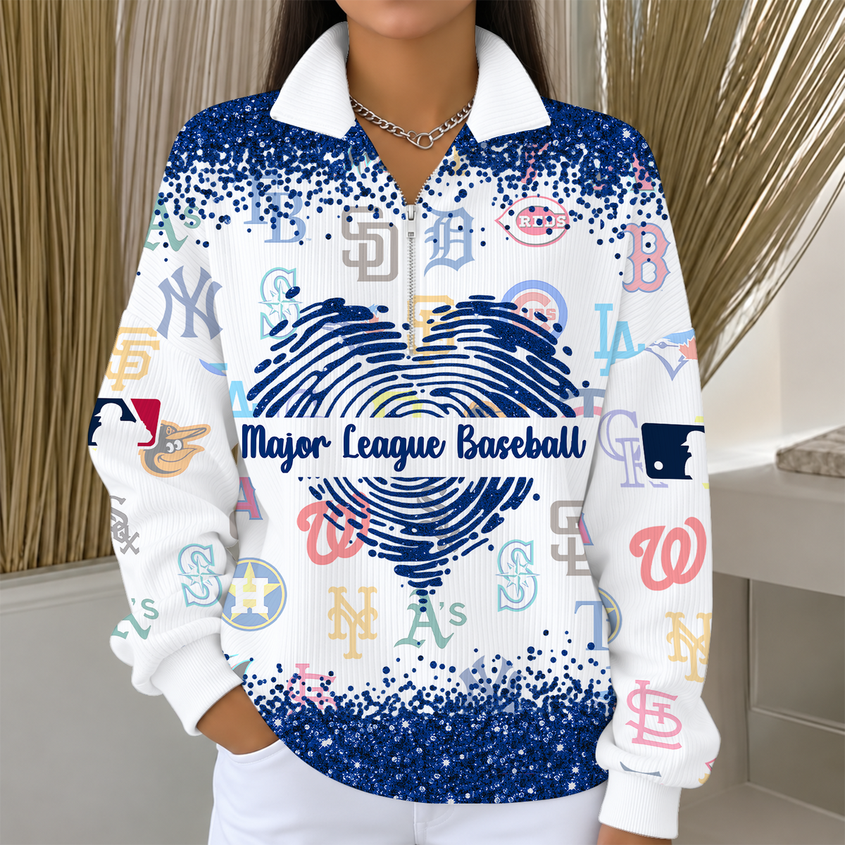 [HOMERUN DEAL] NEW CUSTOMIZED MLB32 ALL TEAMS QUARTER ZIP RIBBED SWEATER