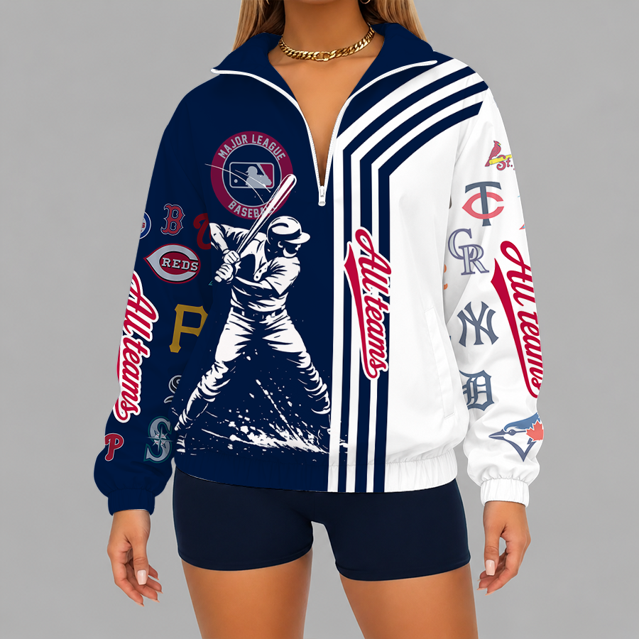 [HOMERUN DEAL] NEW CUSTOMIZED MLB32 MLB ALL TEAMS V-NECK ZIPPER SWEATSHIRT JACKET