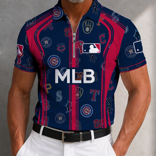[HOMERUN DEAL] NEW CUSTOMIZED MLB32 ALL TEAMS ZIP POLO SHIRT
