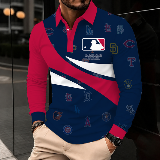 [HOMERUN DEAL] NEW CUSTOMIZED MLB32 ALL TEAMS MEN'S LONG SLEEVE POLO