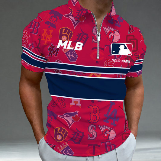 [HOMERUN DEAL] NEW CUSTOMIZED MLB32 ALL TEAMS ZIP POLO SHIRT