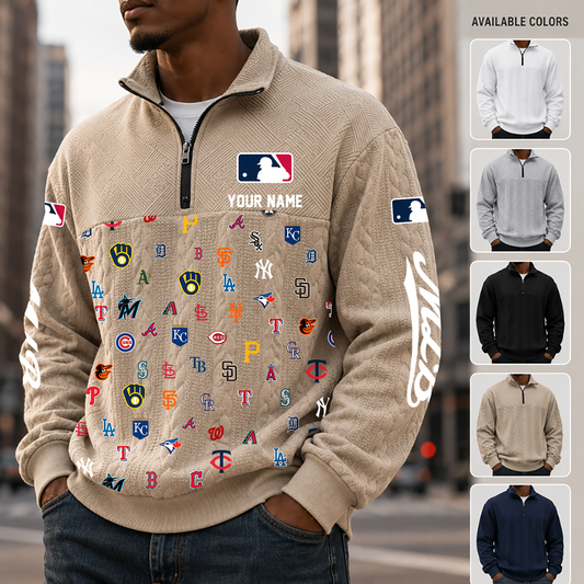 [HOMERUN DEAL] NEW CUSTOMIZED MLB32 ALL TEAMS MULTICOLOR QUARTER-ZIP SWEATSHIRT