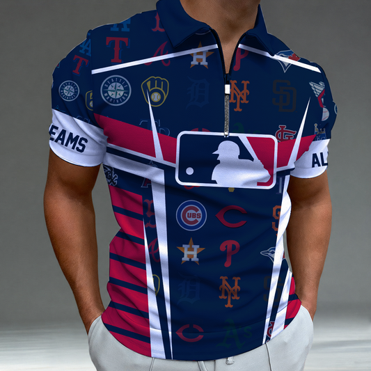 [HOMERUN DEAL] NEW CUSTOMIZED MLB32 ALL TEAMS ZIP POLO SHIRT