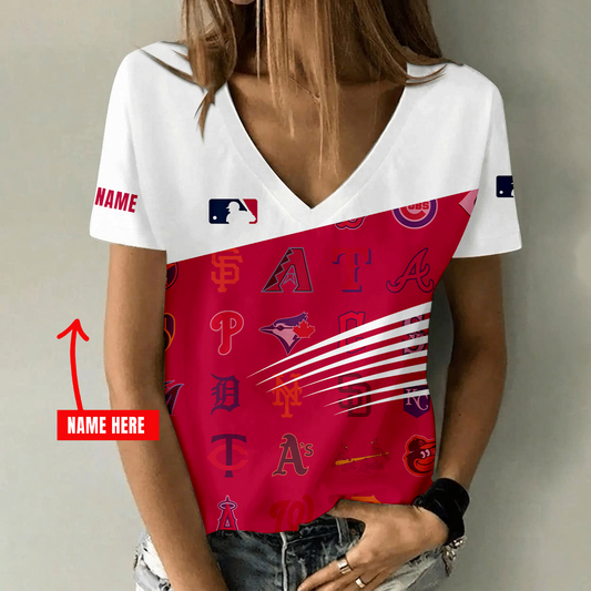 [HOMERUN DEAL] NEW CUSTOMIZED MLB32 MLB ALL TEAMS V-NECK FEMALE SHIRT