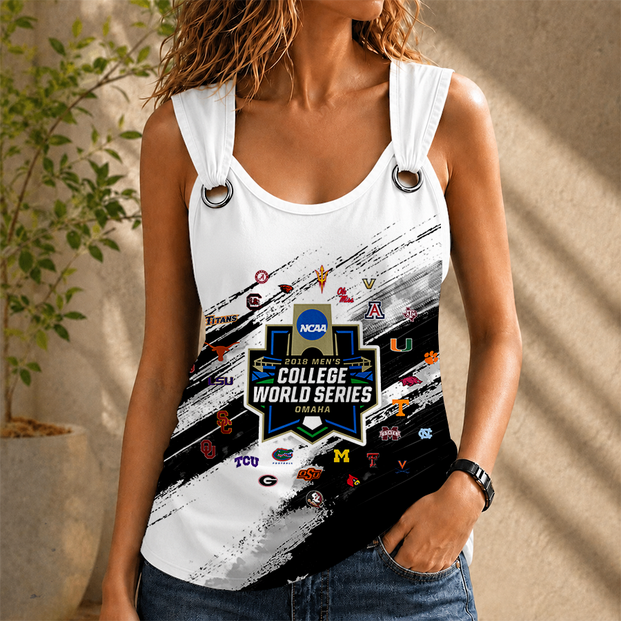 [HOMERUN DEAL] NEW CUSTOMIZED NCAA CWS32 ALL TEAMS O-RING SHOULDER TANK TOP