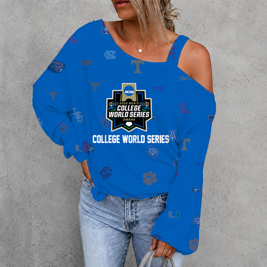 [HOMERUN DEAL] NEW CUSTOMIZED NCAA CWS32 ALL TEAMS WOMEN'S OFF-SHOULDER LONG SLEEVE SHIRT