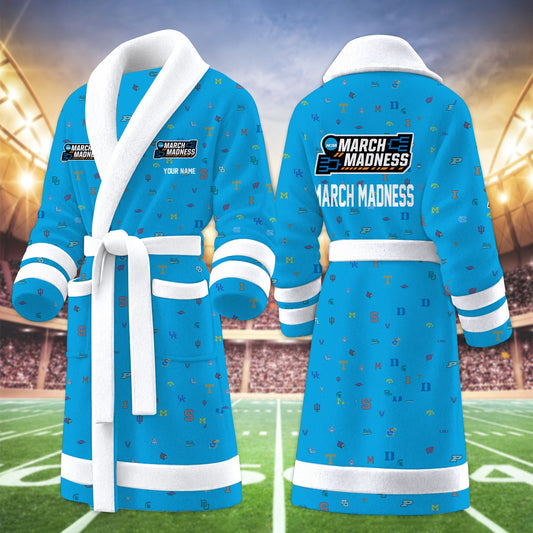 [SLAM DUNK DEAL] NEW CUSTOMIZED NCAA MAM32 BKM ALL TEAMS MULTICOLOR FLEECE BATHROBE