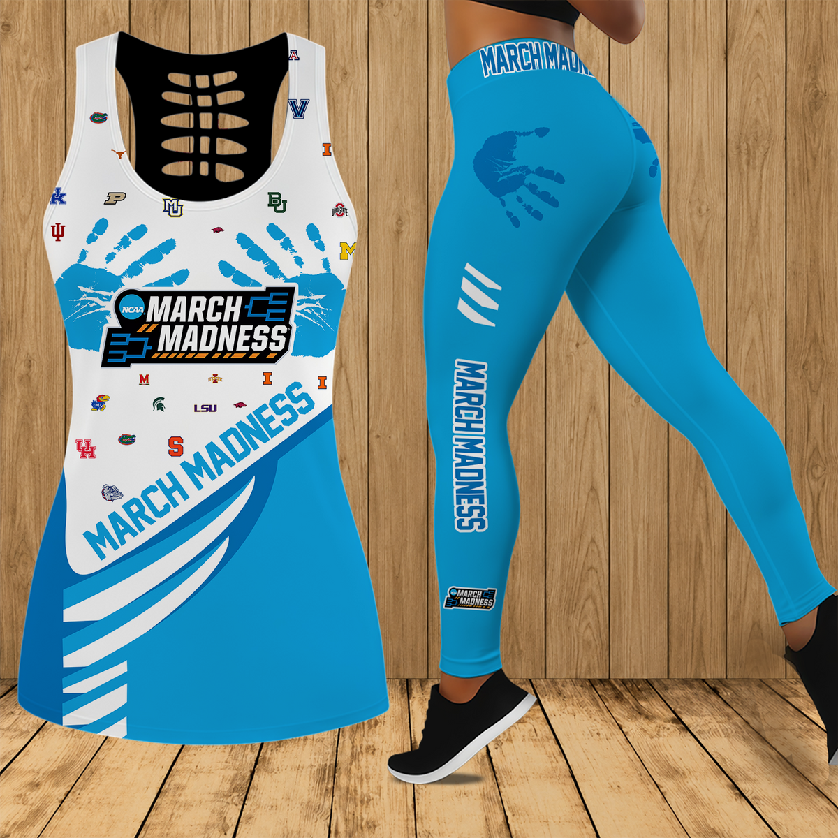 [SLAM DUNK DEAL] NEW CUSTOMIZED NCAA MAM32 BKM ALL TEAMS STRAPPY HOLLOW TANK TOP & LEGGINGS SET