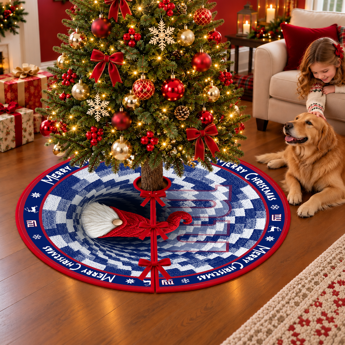 [TOUCHDOWN DEAL] NEW CUSTOMIZED NFL32 NYG THE GIANTS CHRISTMAS TREE SKIRT