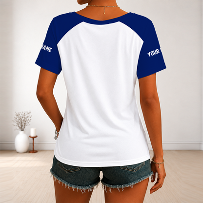 [TOUCHDOWN DEAL] NEW CUSTOMIZED NFL32 NYG NEW YORK GIANTS V-NECK FEMALE SHIRT