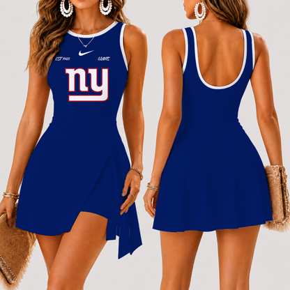 [TOUCHDOWN DEAL] NEW CUSTOMIZED NFL32 NYG NEW YORK GIANTS WOMEN'S SUMMER SKORT DRESS