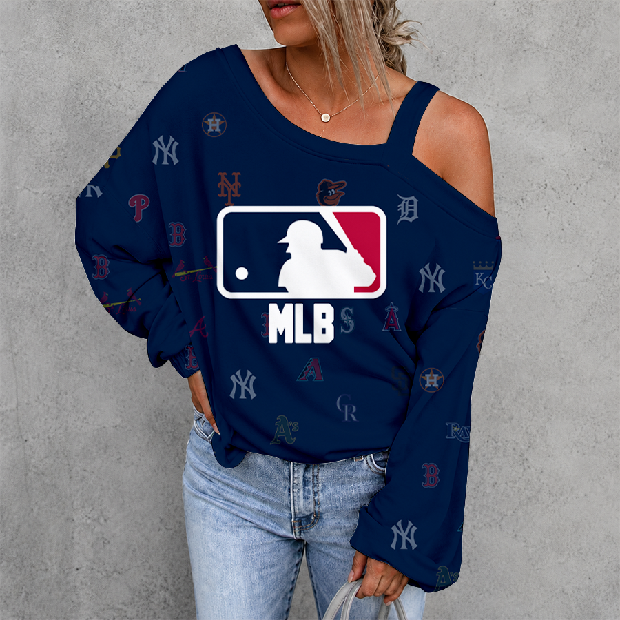 [HOMERUN DEAL] NEW CUSTOMIZED MLB32 ALL TEAMS WOMEN'S OFF-SHOULDER LONG SLEEVE SHIRT