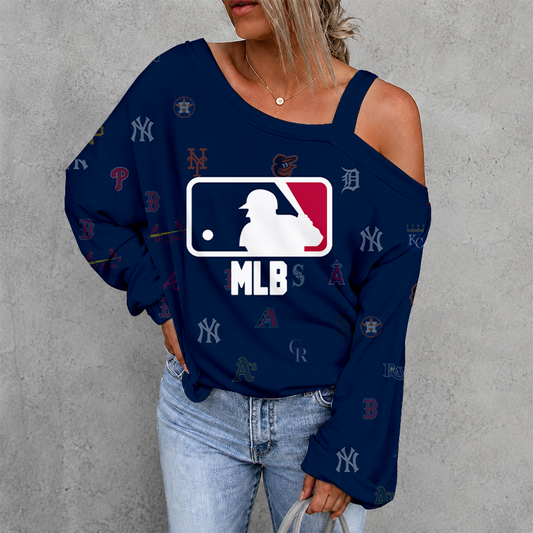 [HOMERUN DEAL] NEW CUSTOMIZED MLB32 ALL TEAMS WOMEN'S OFF-SHOULDER LONG SLEEVE SHIRT