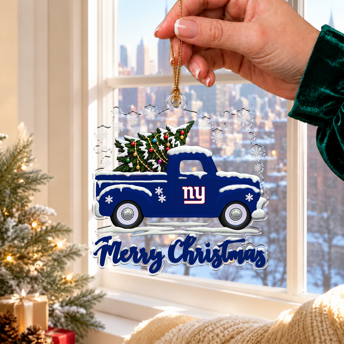 [TOUCHDOWN DEAL] NEW CUSTOMIZED NFL32 NYG NEW YORK GIANTS CHRISTMAS ACRYLIC ORNAMENT
