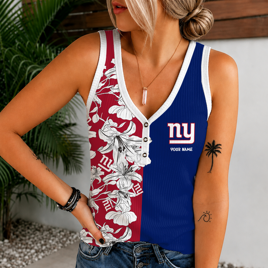 [TOUCHDOWN DEAL] NEW CUSTOMIZED NFL32 NYG NEW YORK GIANTS WOMEN'S V-NECK TANK TOP