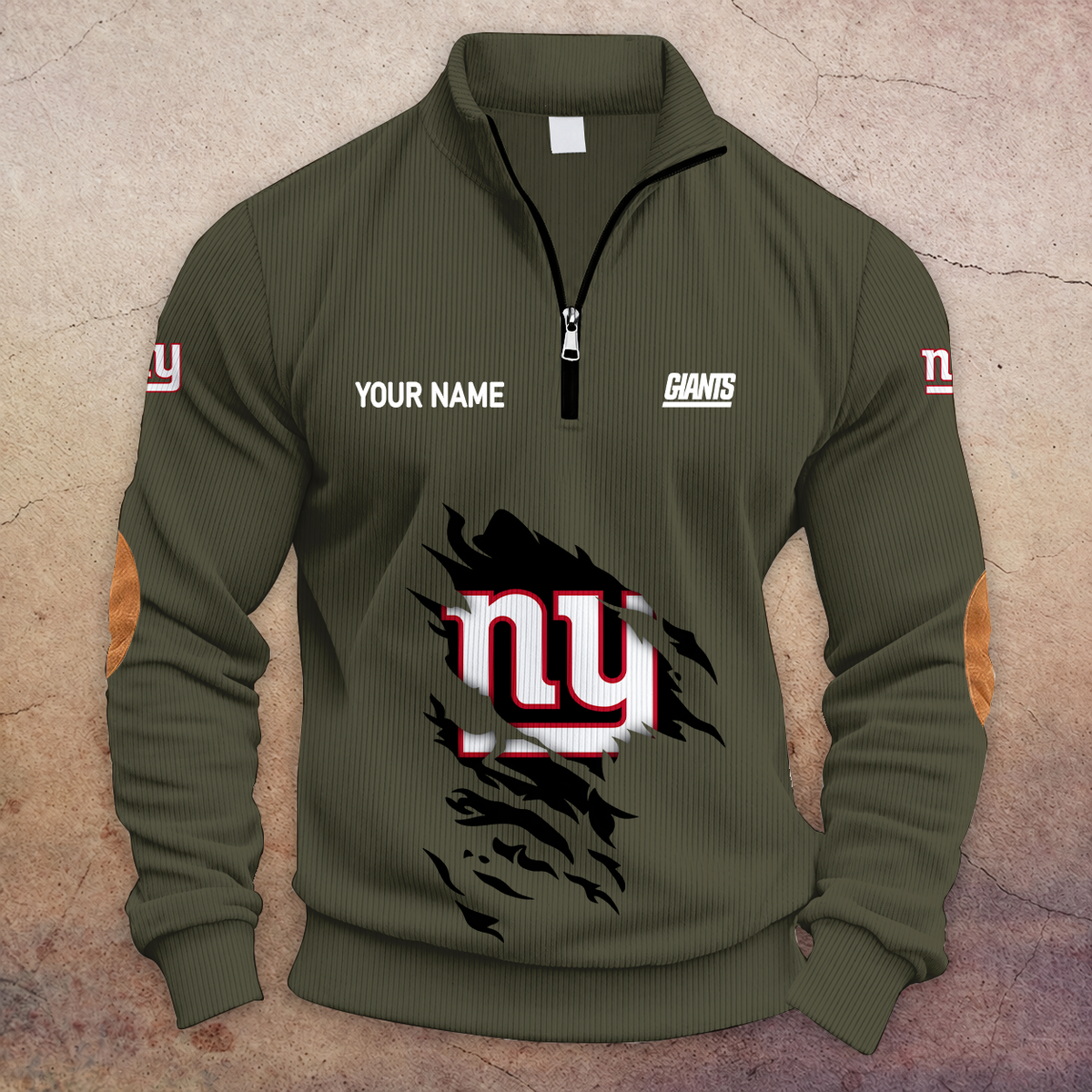 [TOUCHDOWN DEAL] NEW CUSTOMIZED NFL32 NYG NEW YORK GIANTS MULTICOLOR STRIPED QUATER ZIP SWEATSHIRT