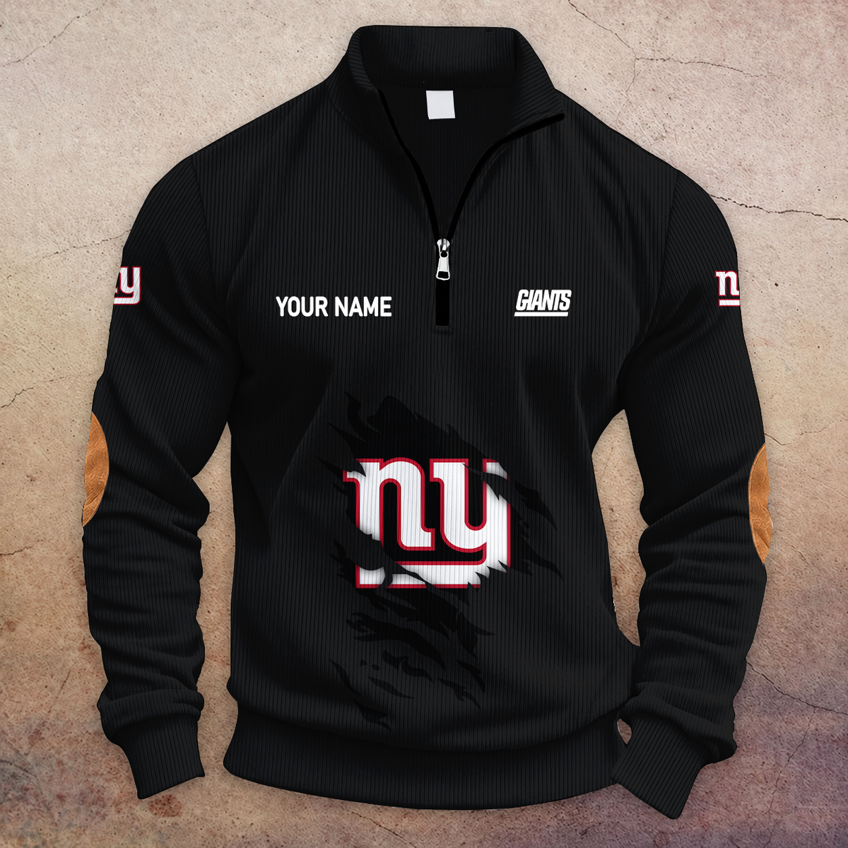 [TOUCHDOWN DEAL] NEW CUSTOMIZED NFL32 NYG NEW YORK GIANTS MULTICOLOR STRIPED QUATER ZIP SWEATSHIRT