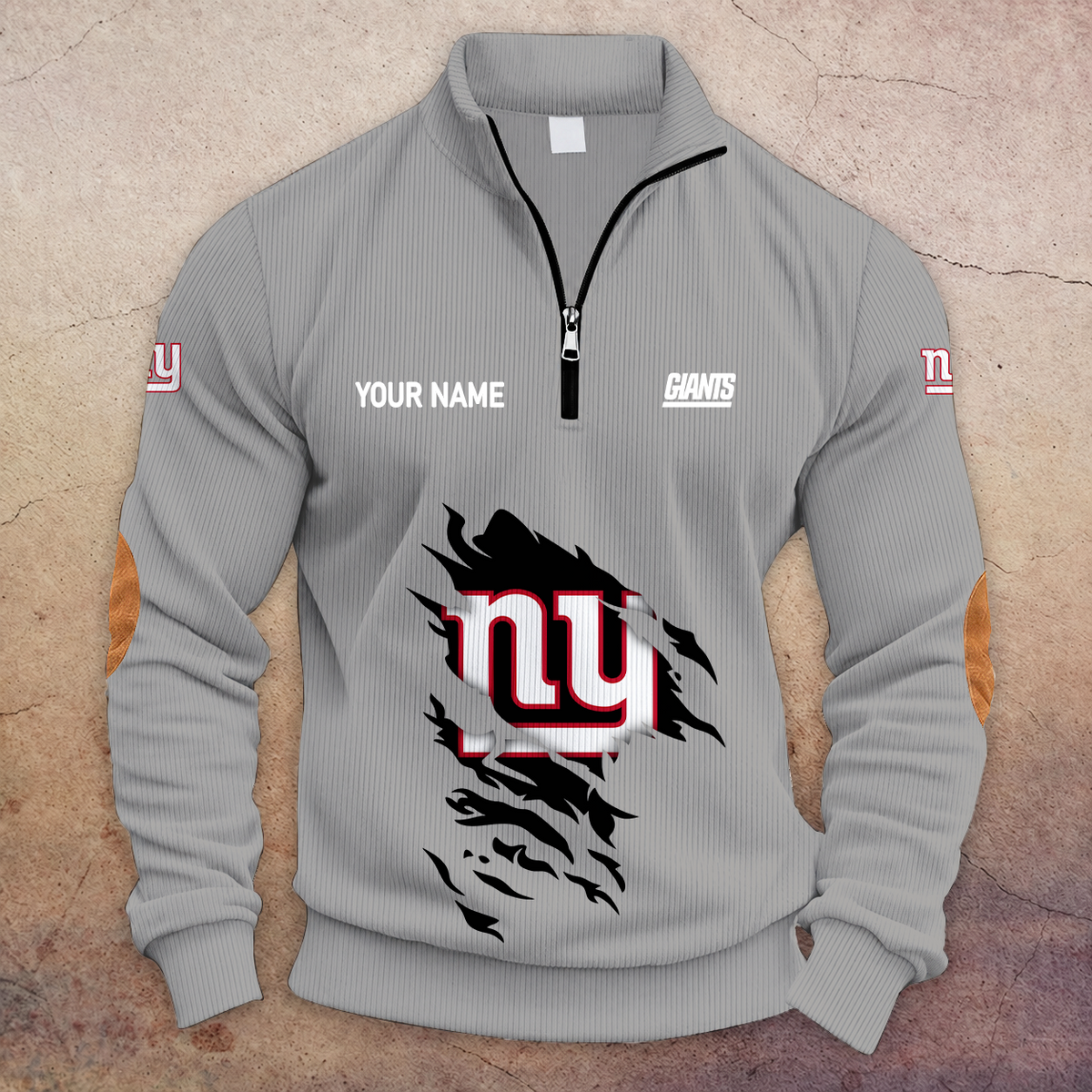 [TOUCHDOWN DEAL] NEW CUSTOMIZED NFL32 NYG NEW YORK GIANTS MULTICOLOR STRIPED QUATER ZIP SWEATSHIRT