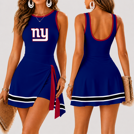 [TOUCHDOWN DEAL] NEW CUSTOMIZED NFL32 NYG NEW YORK GIANTS WOMEN'S SUMMER SKORT DRESS