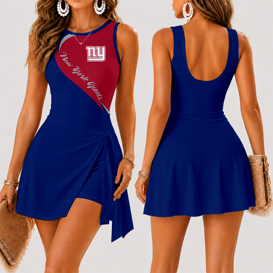 [TOUCHDOWN DEAL] NEW CUSTOMIZED NFL32 NYG NEW YORK GIANTS WOMEN'S SUMMER SKORT DRESS