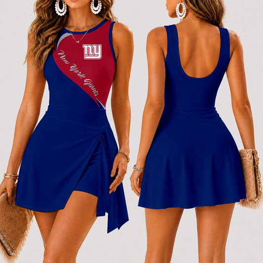 [TOUCHDOWN DEAL] NEW CUSTOMIZED NFL32 NYG NEW YORK GIANTS WOMEN'S SUMMER SKORT DRESS