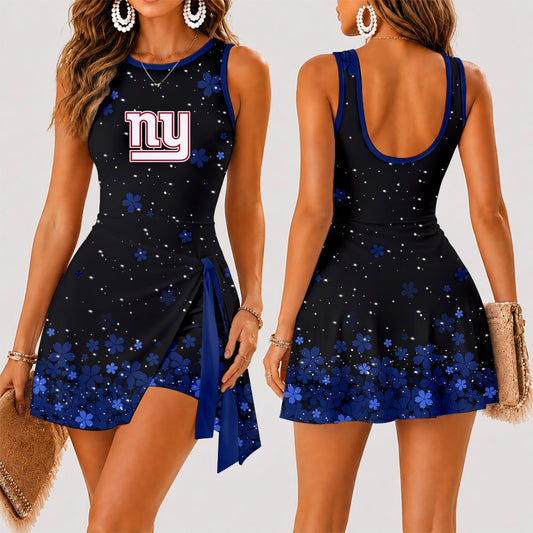 [TOUCHDOWN DEAL] NEW CUSTOMIZED NFL32 NYG NEW YORK GIANTS WOMEN'S SUMMER SKORT DRESS